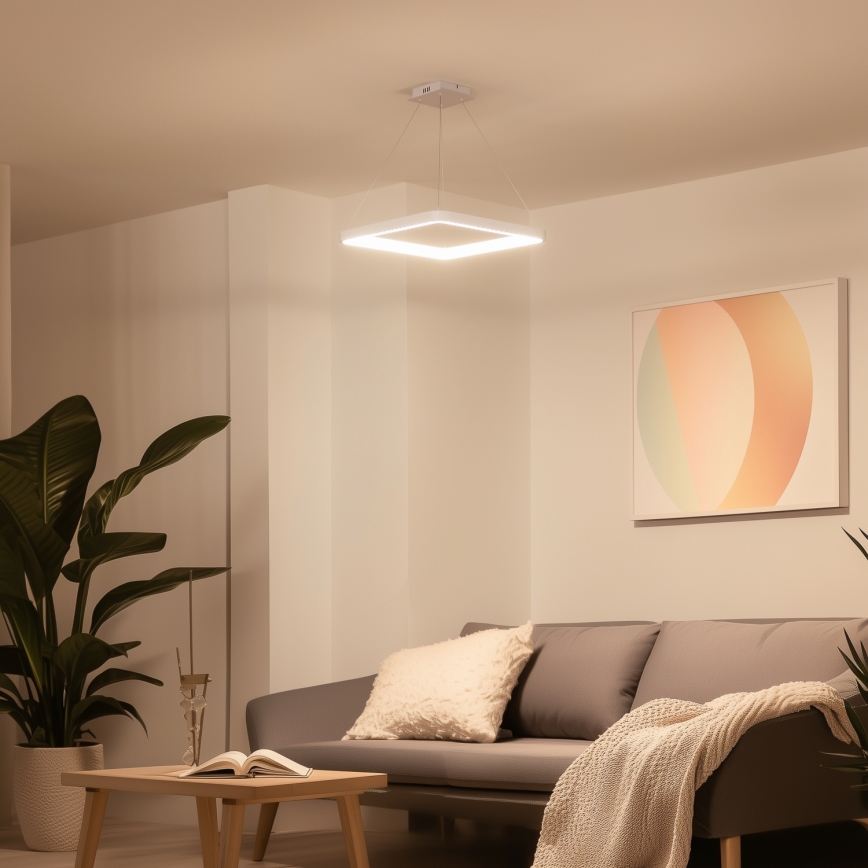 Brilagi - Lámpara colgante LED regulable con cable FALCON SLIM LED/50W/230V 3000-6500K 50x50 cm blanca + mando a distancia
