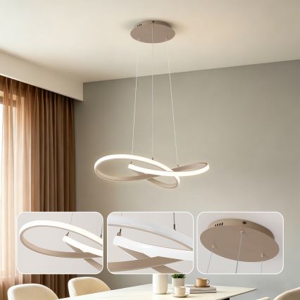 Brilagi - Lámpara colgante LED regulable con cable INFINITY LED/55W/230V 3000-6000K 50x50 cm beige + control remoto