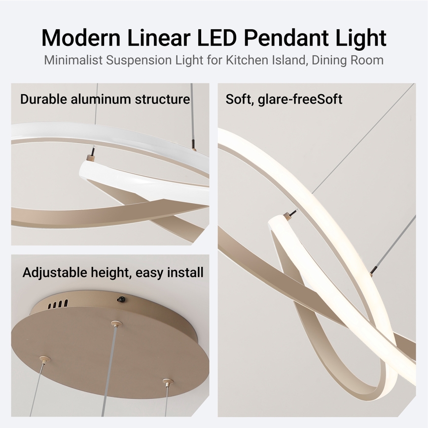 Brilagi - Lámpara colgante LED regulable con cable INFINITY LED/55W/230V 3000-6000K 50x50 cm beige + control remoto