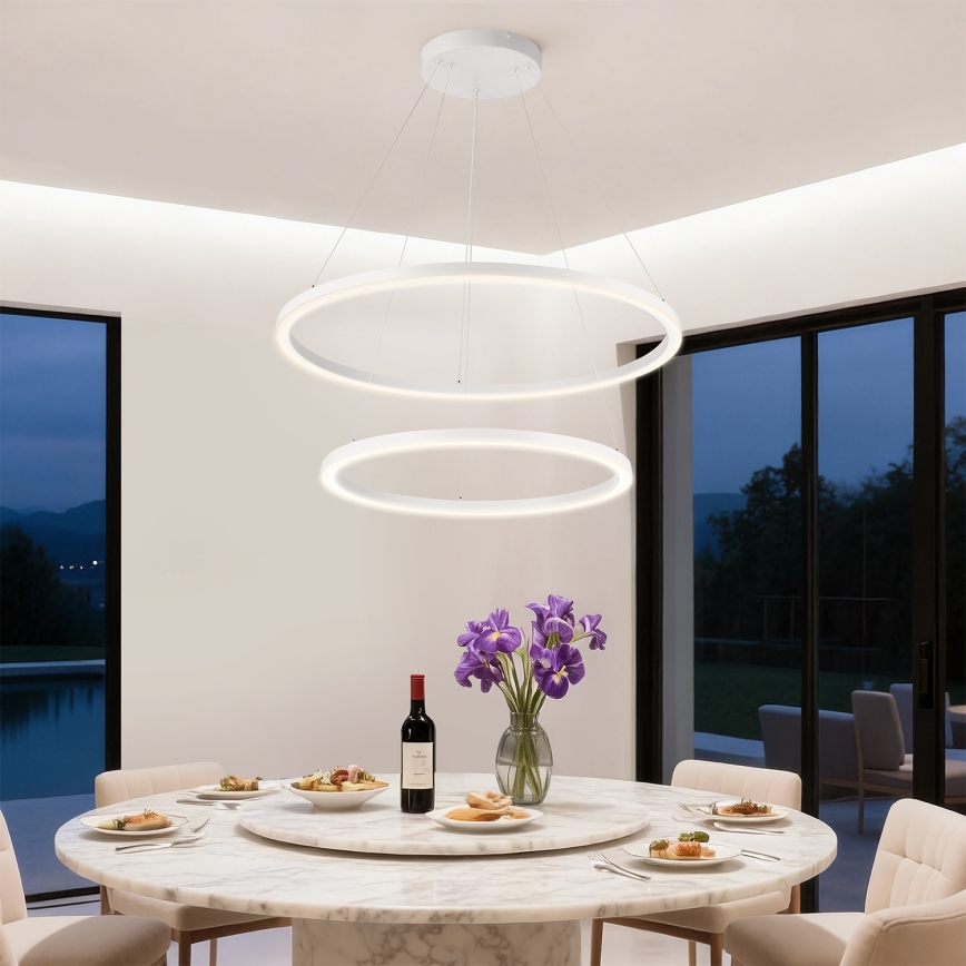 Brilagi - Lámpara colgante LED regulable PORTOFINO LED/98W/230V 3000-6000K Ø 80 cm blanca + mando a distancia
