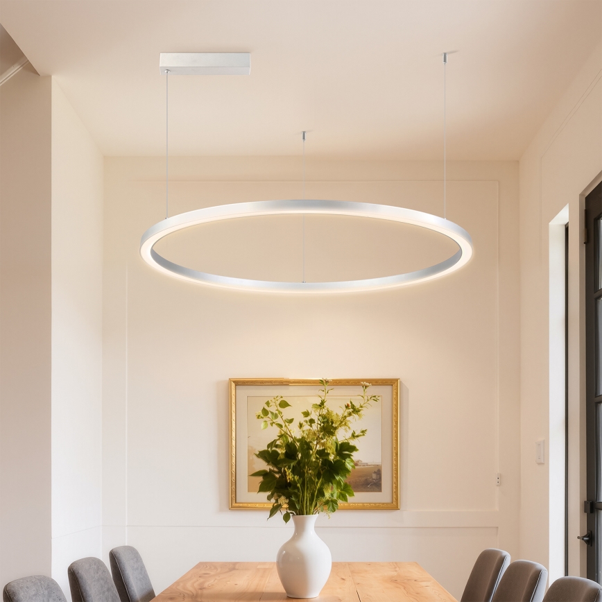 Brilagi - Lámpara colgante LED regulable con cable PORTOFINO LED/60W/230V 3000-6000K diámetro 80 cm plateada + mando a distancia