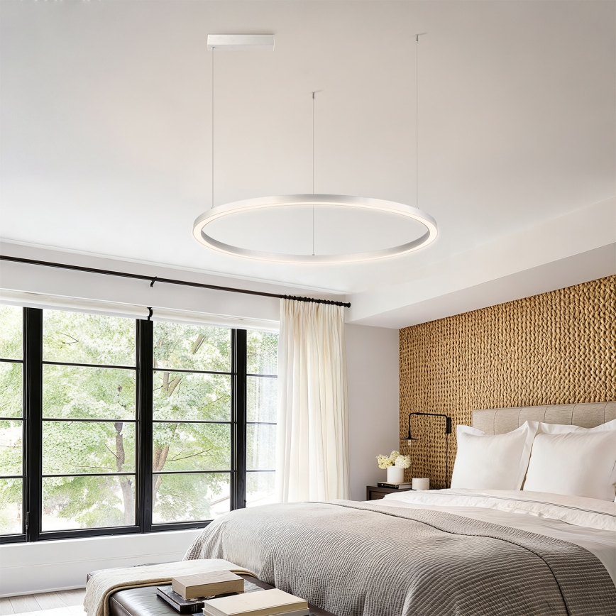 Brilagi - Lámpara colgante LED regulable con cable PORTOFINO LED/60W/230V 3000-6000K diámetro 80 cm plateada + mando a distancia