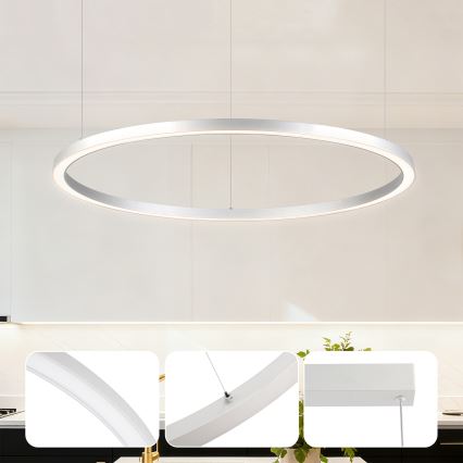 Brilagi - Lámpara colgante LED regulable con cable PORTOFINO LED/60W/230V 3000-6000K diámetro 80 cm plateada + mando a distancia