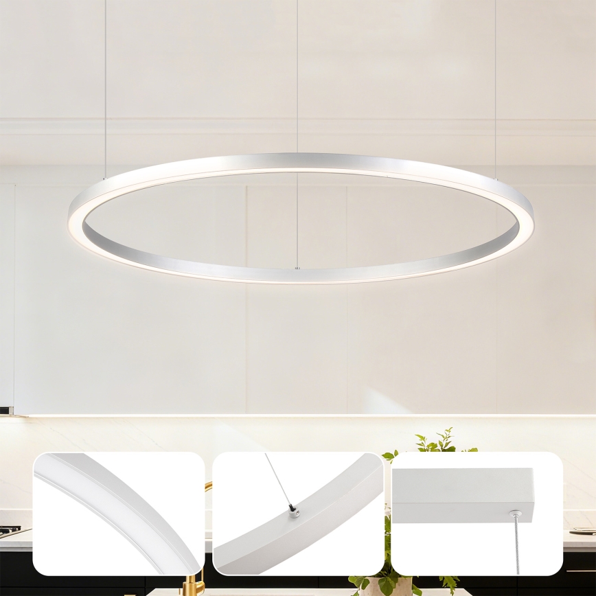 Brilagi - Lámpara colgante LED regulable con cable PORTOFINO LED/60W/230V 3000-6000K diámetro 80 cm plateada + mando a distancia