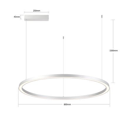 Brilagi - Lámpara colgante LED regulable con cable PORTOFINO LED/60W/230V 3000-6000K diámetro 80 cm plateada + mando a distancia