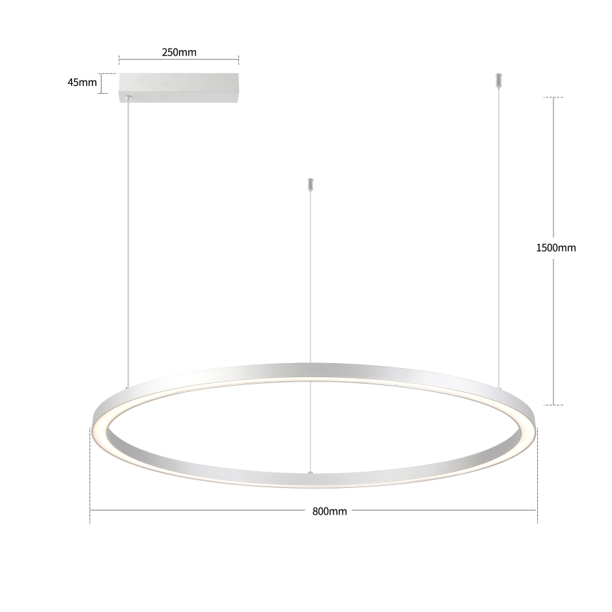 Brilagi - Lámpara colgante LED regulable con cable PORTOFINO LED/60W/230V 3000-6000K diámetro 80 cm plateada + mando a distancia
