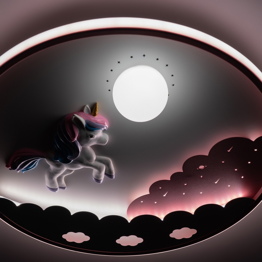 Brilagi - Lámpara de techo infantil LED regulable UNICORN LED/68W/230V 3000-6000K Ø 49 cm + mando a distancia