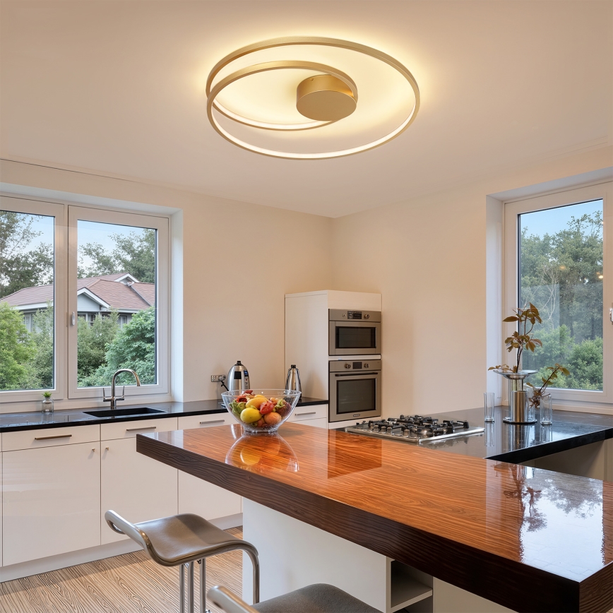 Brilagi - Lámpara de techo LED regulable TWISTER LED/75W/230V 3000-6000K diámetro 70 cm dorada + control remoto