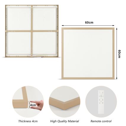 Brilagi - Plafón LED regulable para baño FRAME SMART LED/50W/230V 60x60 cm 3000-6000K IP44 beige + mando a distancia