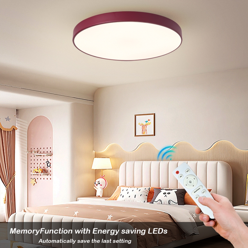 BRILAGI - Luminaria de techo LED regulable POOL LED/60W/230V 3000–6000K, diámetro 60 cm, burdeos + mando a distancia