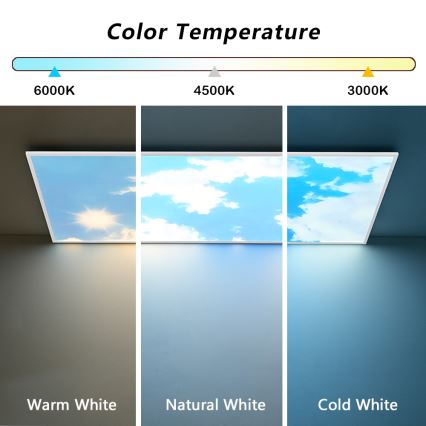 Brilagi - Luminaria de techo LED regulable SLIMFRAME SKY LED/80W/230V 120 x 60 cm 3000–6000 K plateado/azul + mando a distancia