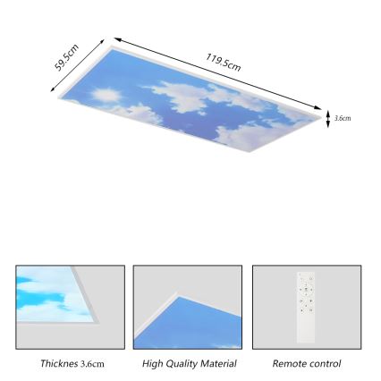 Brilagi - Luminaria de techo LED regulable SLIMFRAME SKY LED/80W/230V 120 x 60 cm 3000–6000 K plateado/azul + mando a distancia