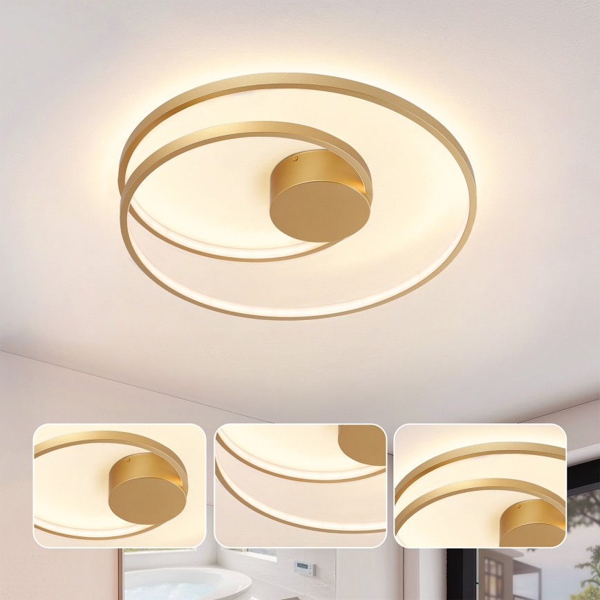 Brilagi - Luminaria de techo LED regulable TWISTER LED/48W/230V 3000–6000K diámetro 50 cm dorada + mando a distancia