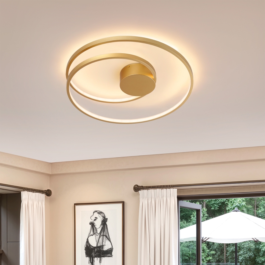 Brilagi - Luminaria de techo LED regulable TWISTER LED/48W/230V 3000–6000K diámetro 50 cm dorada + mando a distancia