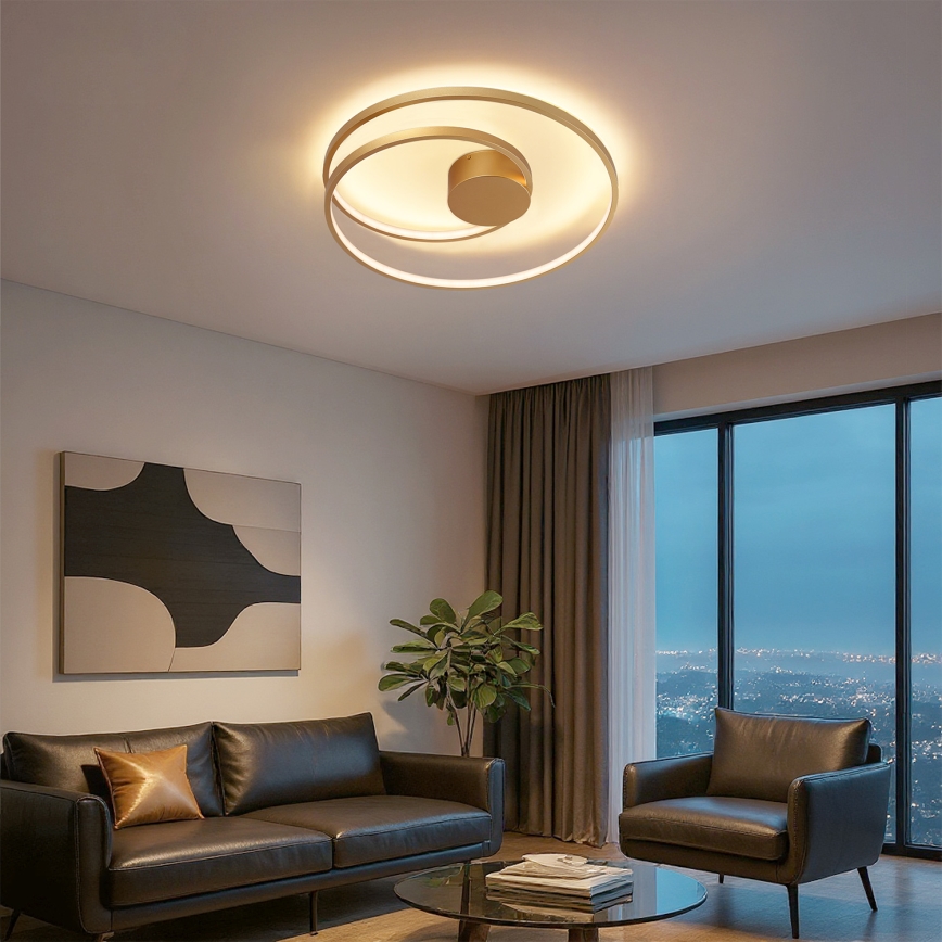 Brilagi - Luminaria de techo LED regulable TWISTER LED/48W/230V 3000–6000K diámetro 50 cm dorada + mando a distancia