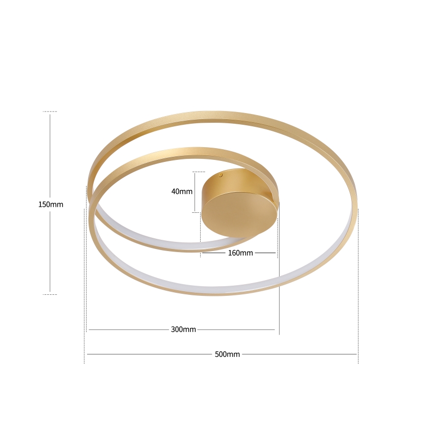 Brilagi - Luminaria de techo LED regulable TWISTER LED/48W/230V 3000–6000K diámetro 50 cm dorada + mando a distancia