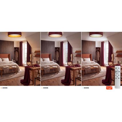 Brilagi - Lámpara de techo LED regulable VELVET SMARTIX STARS LED/24W/230V 3000-6000K Ø 45 cm burdeos/dorado Wi-Fi Tuya Beacon + mando a distancia