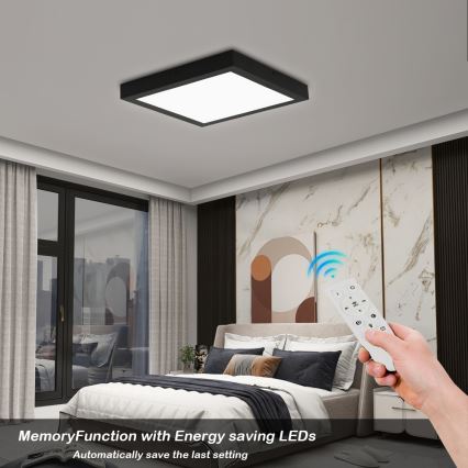 Brilagi - Plafón de techo regulable LED para baño FRAME SMART LED/24W/230V 30x30 cm 3000-6000K IP44 negro + mando a distancia
