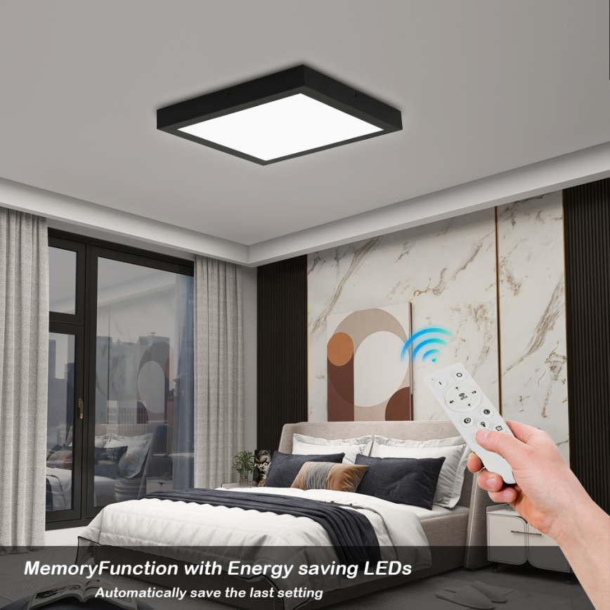 Brilagi - Plafón de techo regulable LED para baño FRAME SMART LED/24W/230V 30x30 cm 3000-6000K IP44 negro + mando a distancia