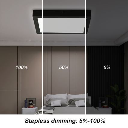 Brilagi - Plafón de techo regulable LED para baño FRAME SMART LED/24W/230V 30x30 cm 3000-6000K IP44 negro + mando a distancia