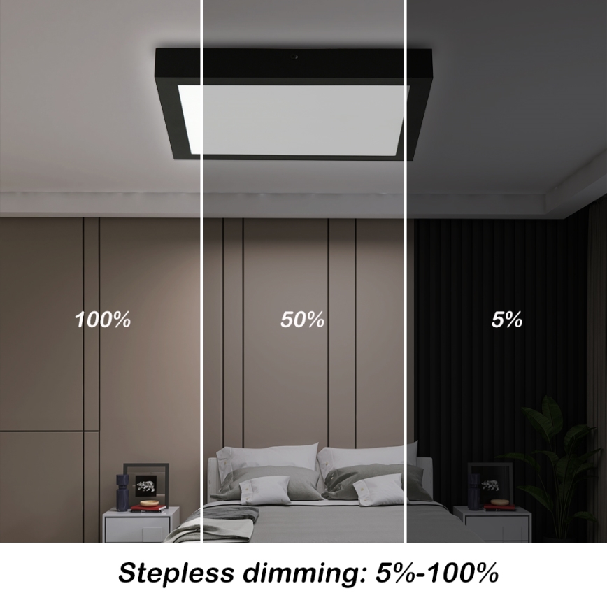 Brilagi - Plafón de techo regulable LED para baño FRAME SMART LED/24W/230V 30x30 cm 3000-6000K IP44 negro + mando a distancia