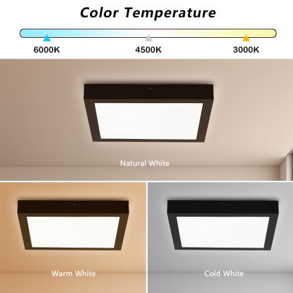 Brilagi - Plafón de techo regulable LED para baño FRAME SMART LED/24W/230V 30x30 cm 3000-6000K IP44 negro + mando a distancia