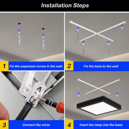 Brilagi - Plafón de techo regulable LED para baño FRAME SMART LED/24W/230V 30x30 cm 3000-6000K IP44 negro + mando a distancia
