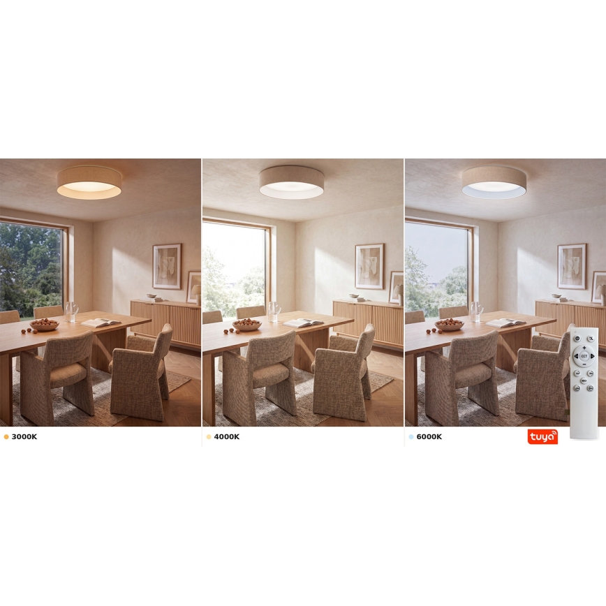 Brilagi - Lámpara de techo LED regulable VELVET SMARTIX STARS LED/36W/230V 3000-6000K diámetro 55 cm color crema Wi-Fi Tuya Beacon + mando a distancia