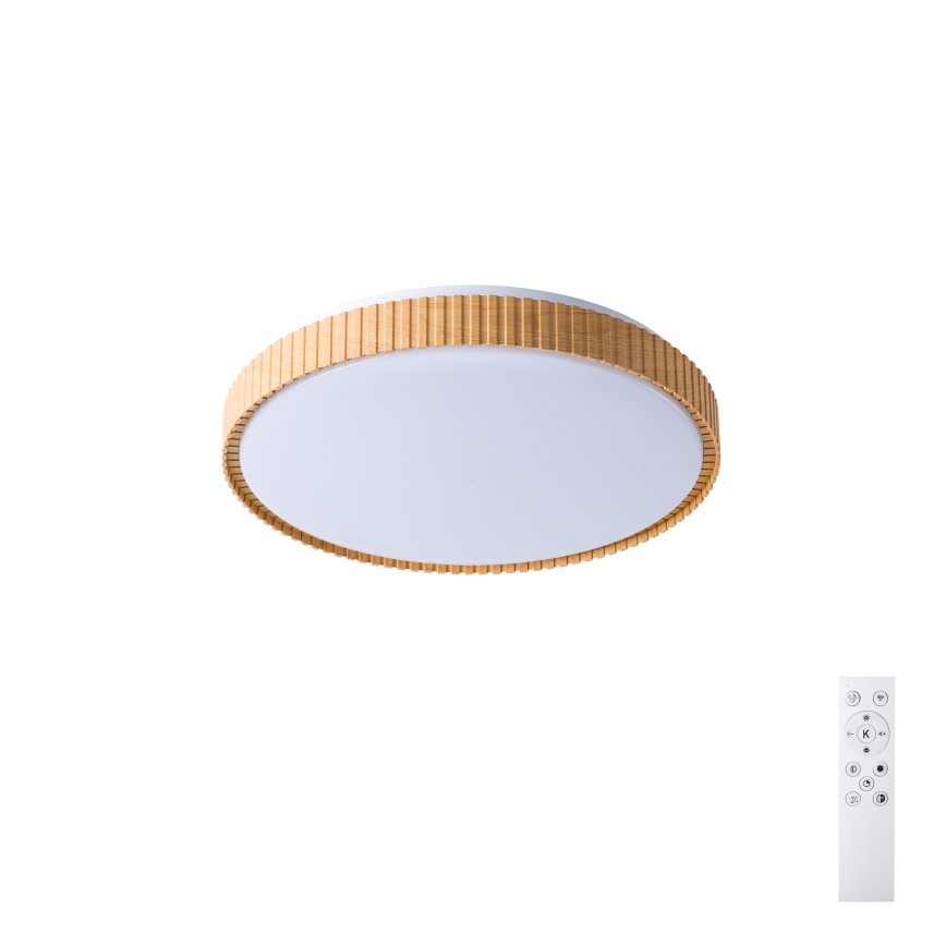 BRILAGI - Luminaria de techo LED regulable CORVO LED/72W/230V 3000-6000K acabado en madera Ø 50 cm + mando a distancia