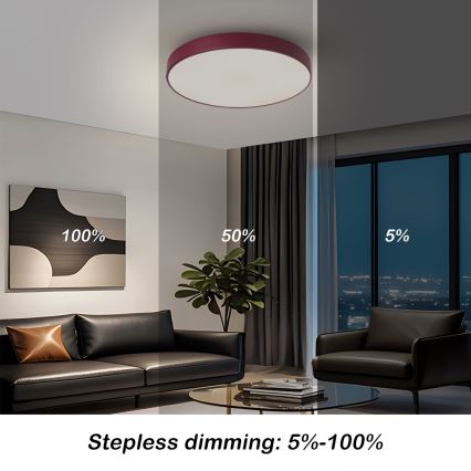 Brilagi - Luminaria LED regulable de techo POOL LED/48W/230V 3000-6000K Ø 40 cm burdeos + mando a distancia