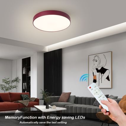 Brilagi - Luminaria LED regulable de techo POOL LED/48W/230V 3000-6000K Ø 40 cm burdeos + mando a distancia