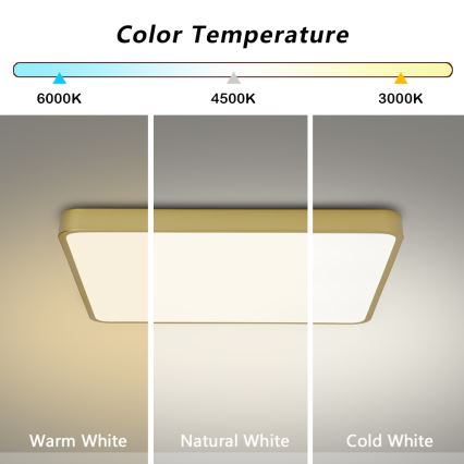 Brilagi - Luminaria de techo LED regulable POOL LED/48W/230V 3000-6000K 50x50 cm dorada + mando a distancia