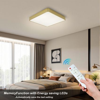 Brilagi - Luminaria de techo LED regulable POOL LED/48W/230V 3000-6000K 50x50 cm dorada + mando a distancia