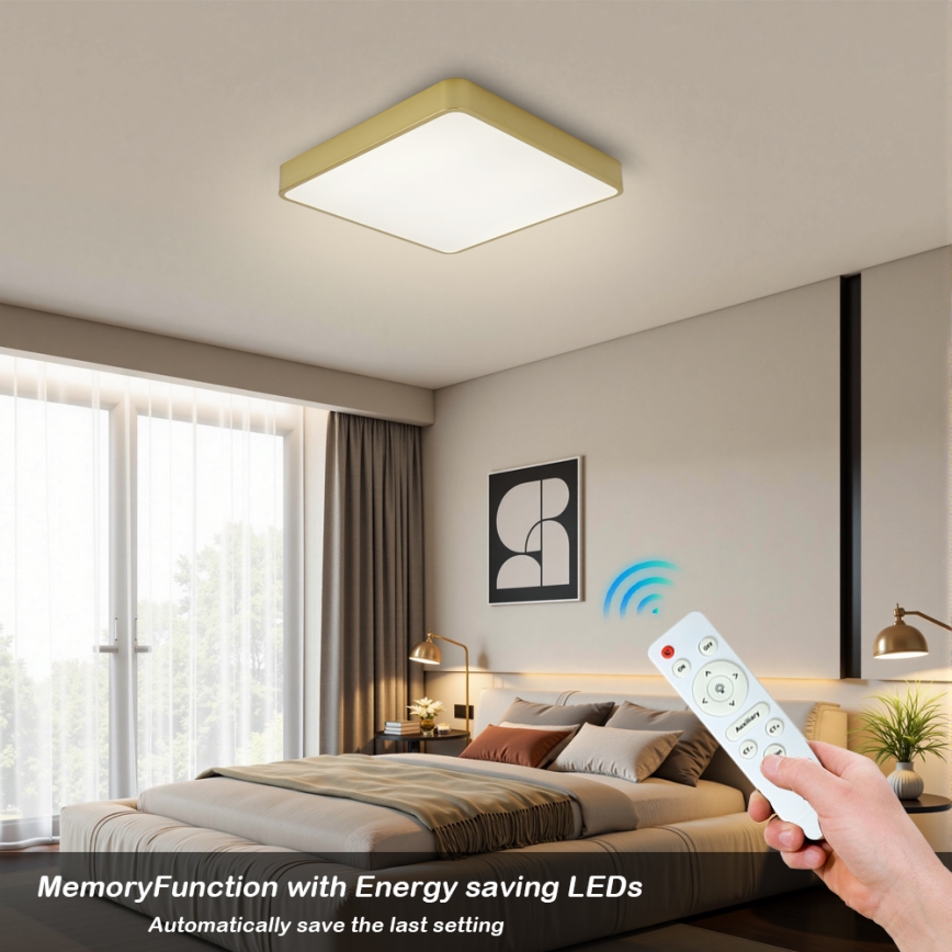 Brilagi - Luminaria de techo LED regulable POOL LED/48W/230V 3000-6000K 50x50 cm dorada + mando a distancia