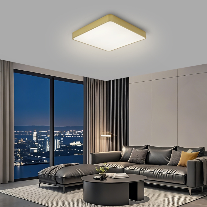 Brilagi - Luminaria de techo LED regulable POOL LED/48W/230V 3000-6000K 50x50 cm dorada + mando a distancia