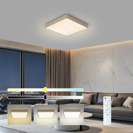 BRILAGI - Lámpara de techo LED regulable POOL SQUARE LED/36W/230V 3000-6000K 40x40 cm beige + mando a distancia
