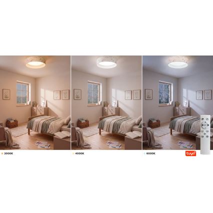 Brilagi - Luminaria de techo LED regulable VELVET SMARTIX LED/24W/230V 3000-6000K Ø45 cm blanca/estampado floral Wi-Fi Tuya Beacon + mando a distancia