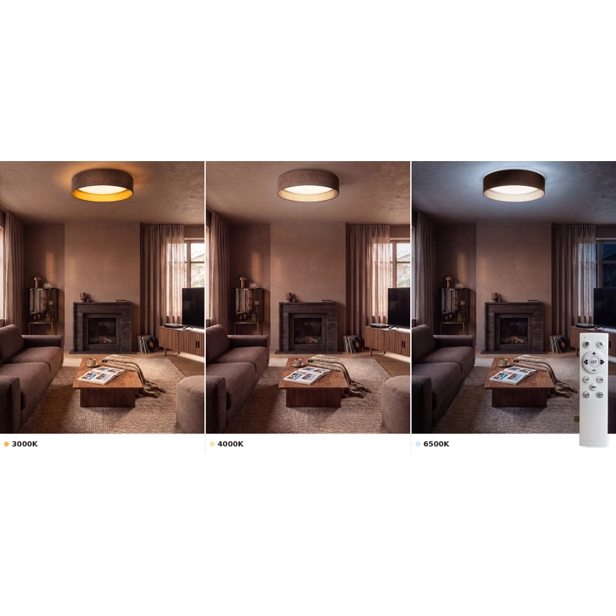 Brilagi - Lámpara de techo LED regulable VELVET SMART VARI LED/24W/230V 3000-6500K Ø 45 cm marrón/dorado + mando a distancia