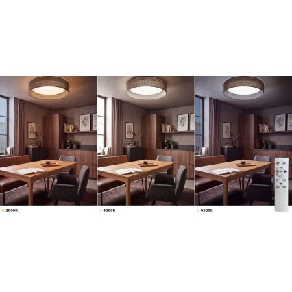 Brilagi - Luminaria LED de techo regulable VELVET SMART VARI, LED/24W/230V, 3000–6500K, Ø 45 cm, marrón + mando a distancia