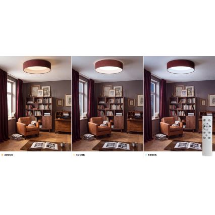 Brilagi - Lámpara de techo LED regulable VELVET SMART VARI LED/36W/230V 3000-6500K diámetro 55 cm burdeos + control remoto