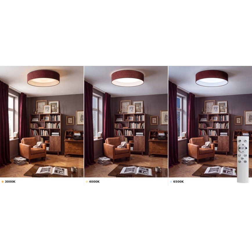 Brilagi - Lámpara de techo LED regulable VELVET SMART VARI LED/36W/230V 3000-6500K diámetro 55 cm burdeos + control remoto