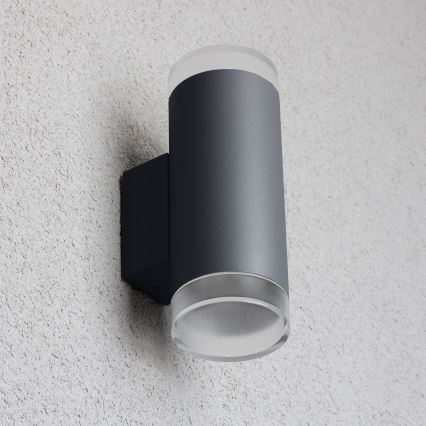 Brilagi - Aplique de pared exterior LED RGBW regulable MATERA 2xGU10/4,8W/230V 3000K IP54 antracita + mando a distancia