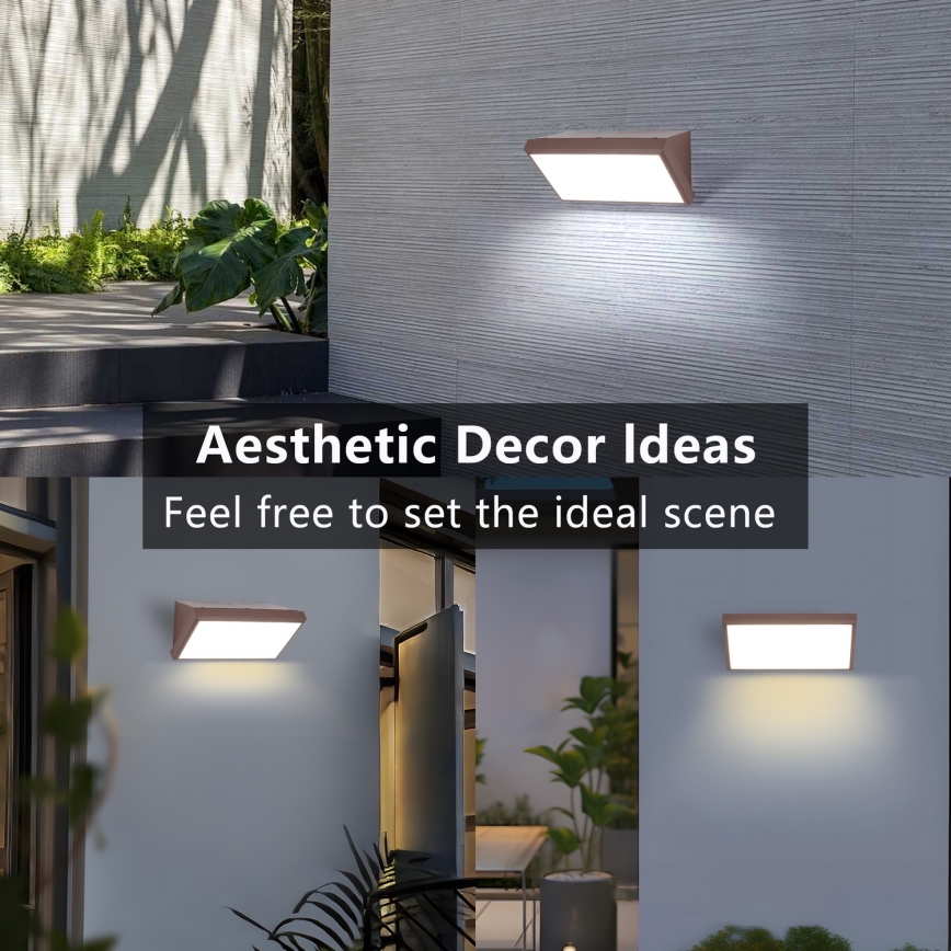 Brilagi - Aplique de pared exterior LED RGBW regulable TRIANGLE 1xE27/9W/230V 2700-6500K IP65 marrón