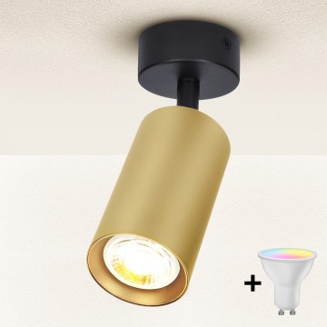 Brilagi - LED RGBW foco empotrable regulable SELE GOLDEN 1xGU10/4,8W/230V 3000K negro/dorado + mando a distancia