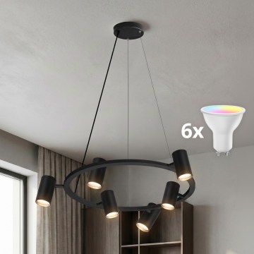 BRILAGI - LED RGBW Lámpara colgante regulable con cable SELE 6xGU10/6,5W/230V 2700-6500K negra + mando a distancia