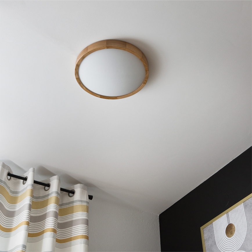 Brilagi - Plafón LED RGBW regulable CARVALHO SLIM 2xE27/9W/230V 2700-6500K Wi-Fi roble Ø 37 cm