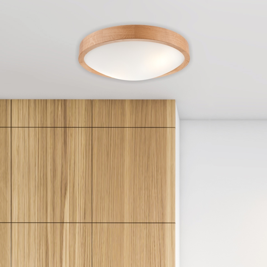 Brilagi - Plafón LED RGBW regulable CARVALHO SLIM 2xE27/9W/230V 2700-6500K Wi-Fi roble Ø 37 cm