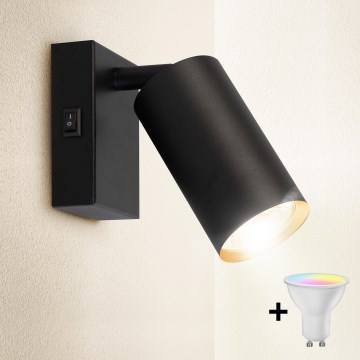 Brilagi - LED RGBW regulable, aplique de pared tipo spot SELE 1xGU10/4,8W/230V 3000K negro/dorado + mando a distancia
