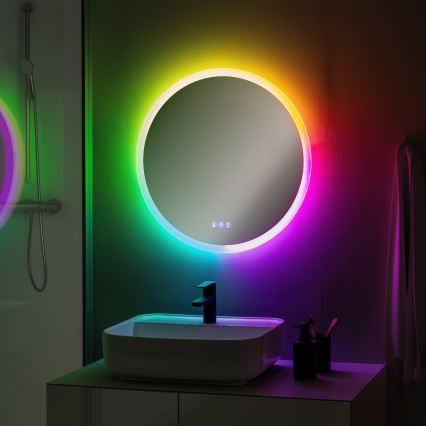 Brilagi - Espejo de baño calefactado LED RGBW CLARA PRO LED/18,5W/230V Ø 60 cm IP44 CRI 90 regulable + CCT