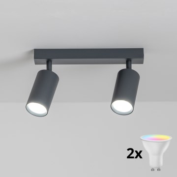 Brilagi - LED RGBW Regulable foco empotrable SELE 2xGU10/4,8W/230V 3000K antracita + mando a distancia